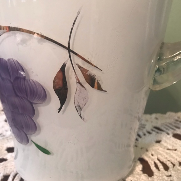 Vintage Bartlett Collins Beverage Pitcher Gay Fad Frosted Hand Painted Grapes - Picture 2 of 5